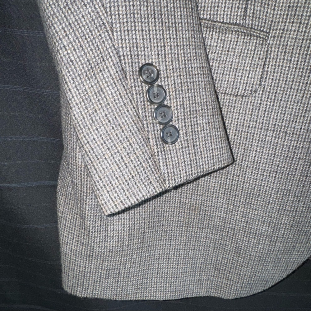 Chaps 100% Lambswool Gray Plaid 2 button Sports Coat Jacket Mens 42R Lined - Picture 4 of 14
